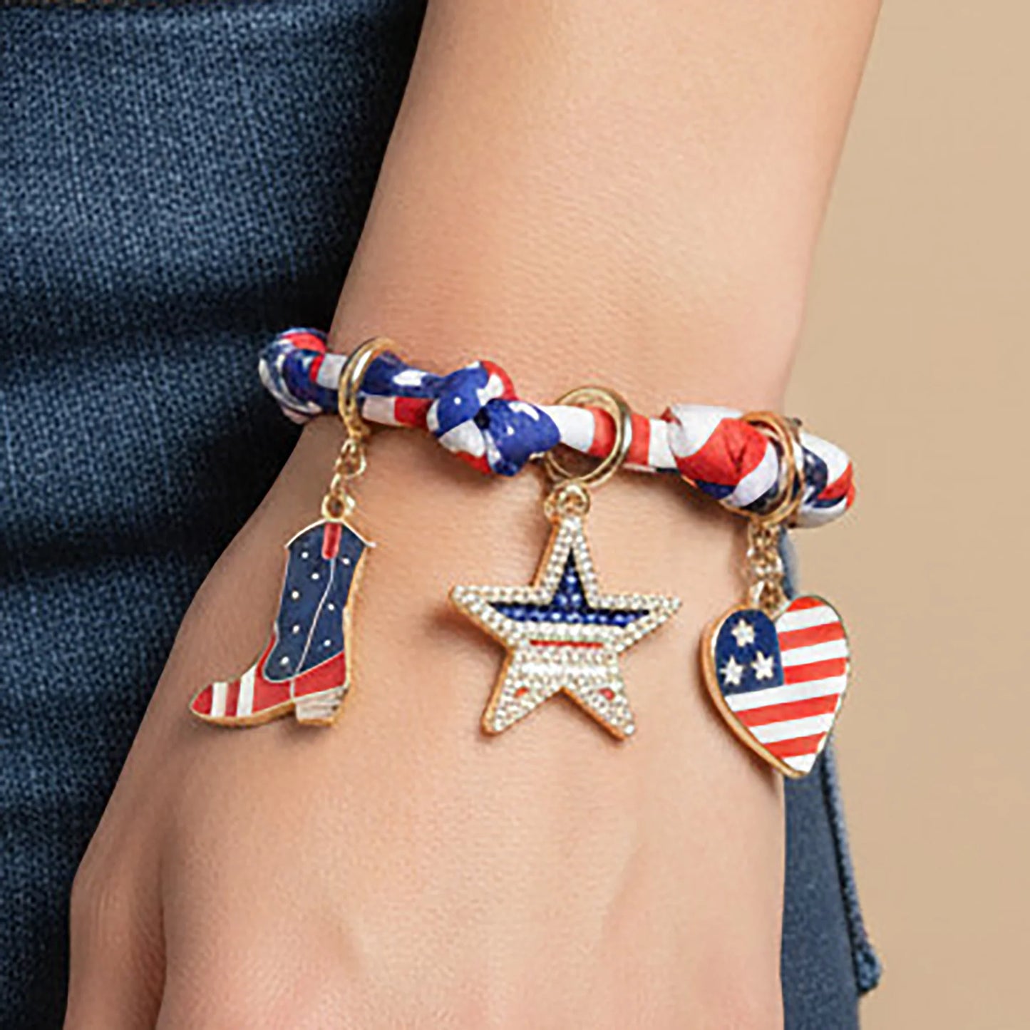 Fourth of July Scarf Charm Bracelet
