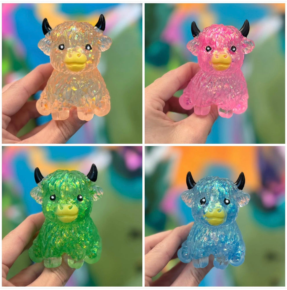 Crystal Glitter Cow Squish Stretch Toy