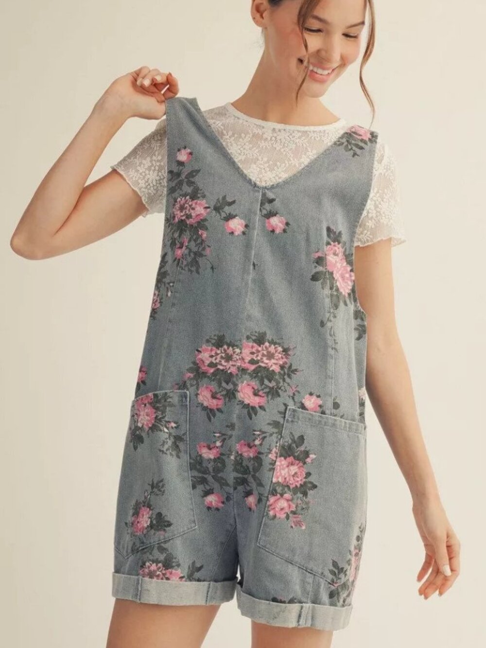 Jodifl Denim Floral Romper