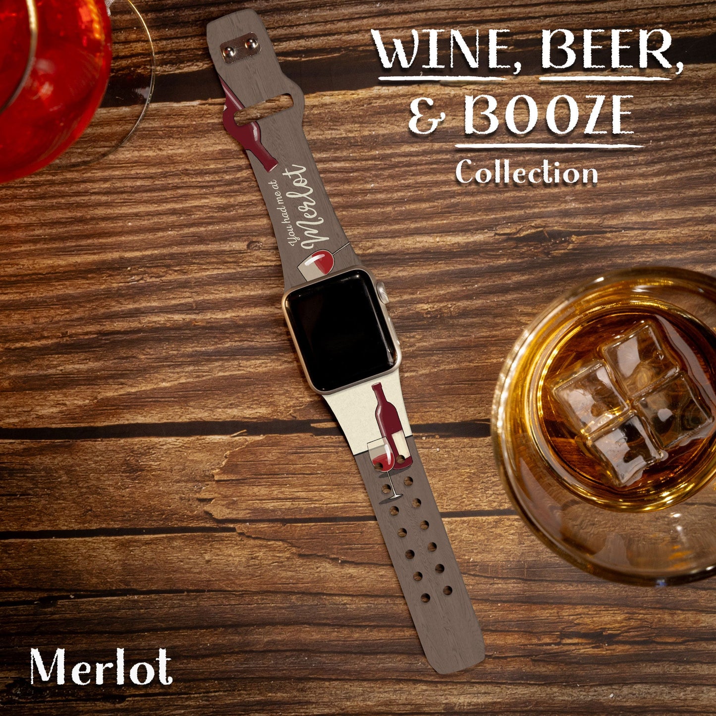 Wine, Beer, & Booze HD Apple Watch Band