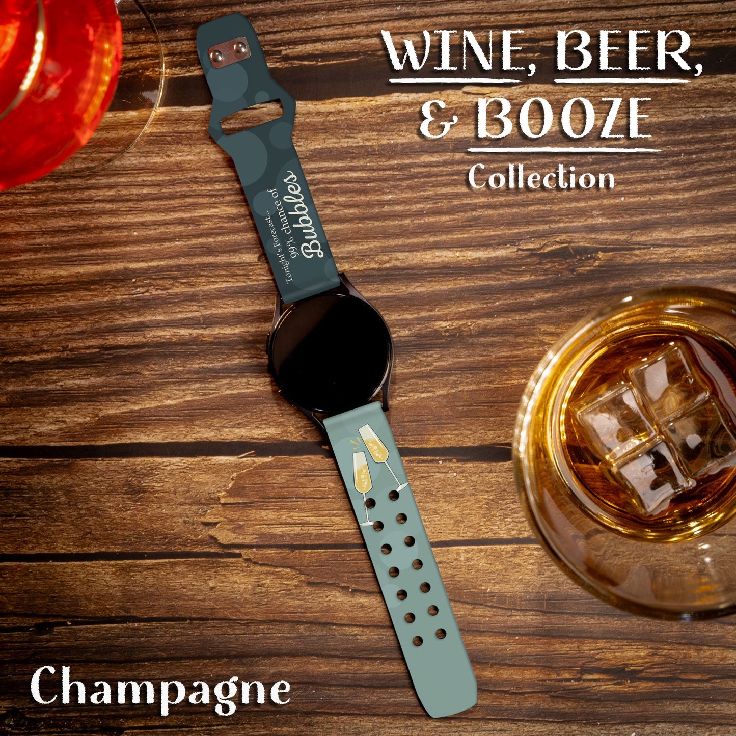 Wine, Beer, & Booze HD  Watchband for Samsung, Garmin, Fossil, and More
