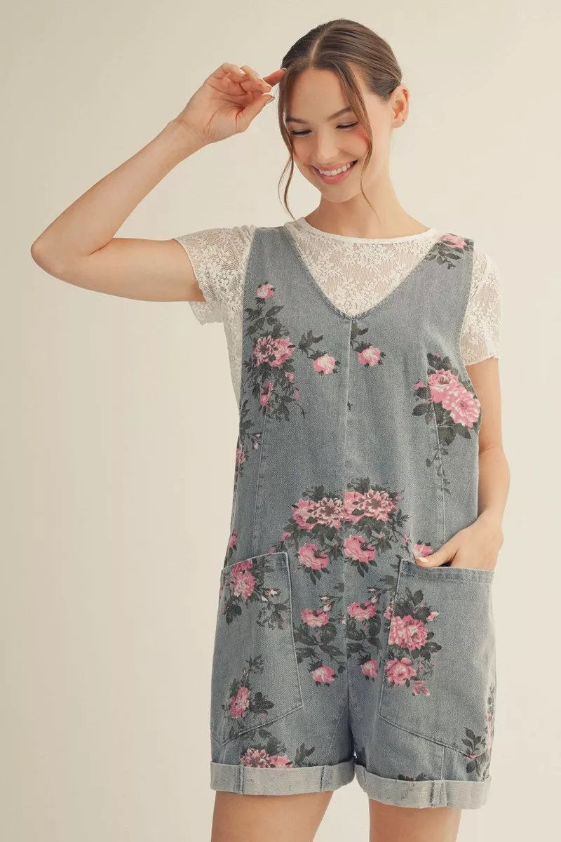 Jodifl Denim Floral Romper