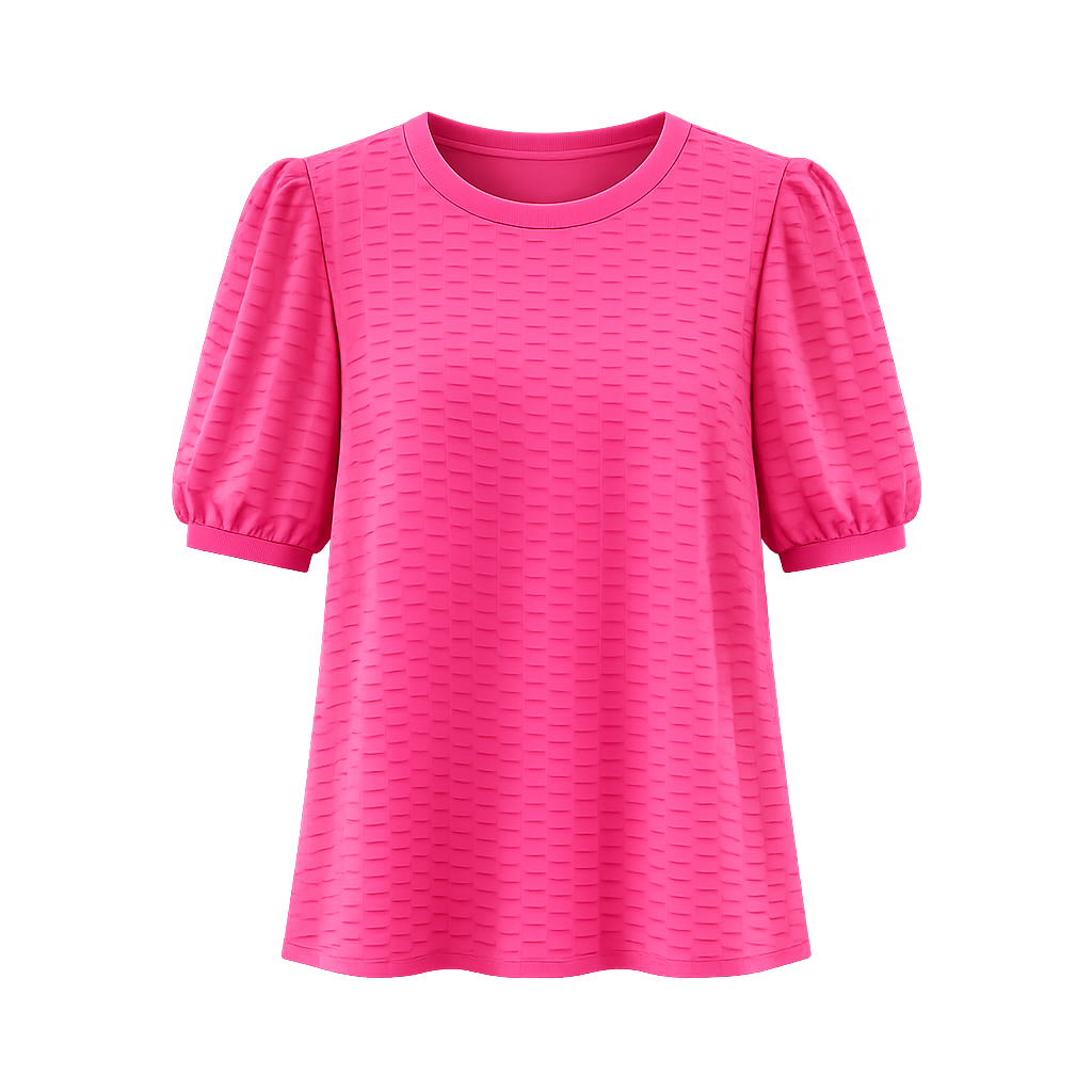 Textured Puff Sleeve Short Sleeve Top