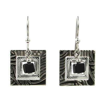 Silver Forest Midnight Mosaic Square Earrings