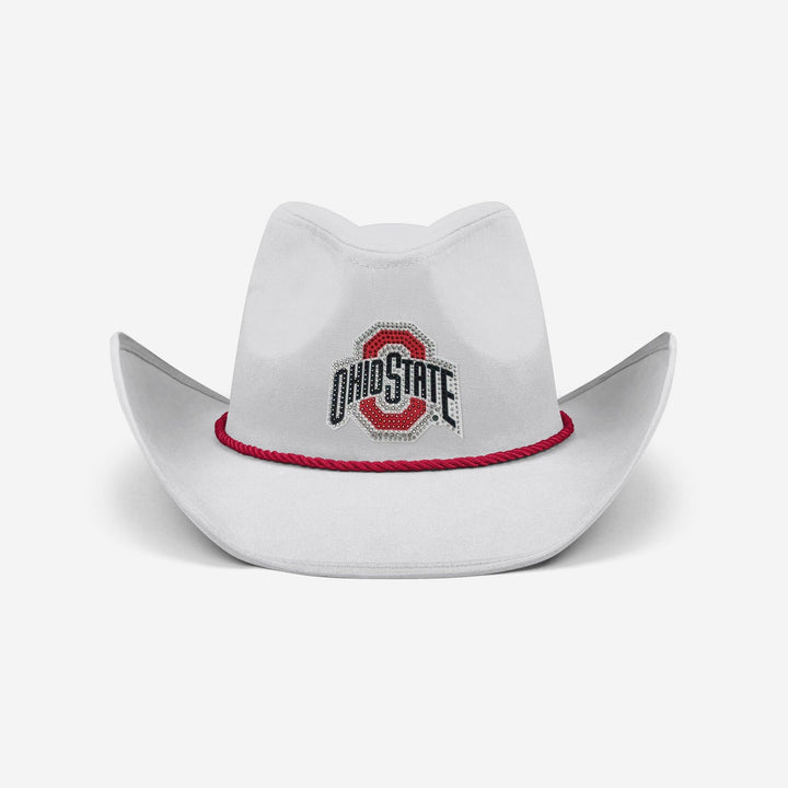 Ohio State Buckeyes White Rhinestone Logo Cowboy Hat