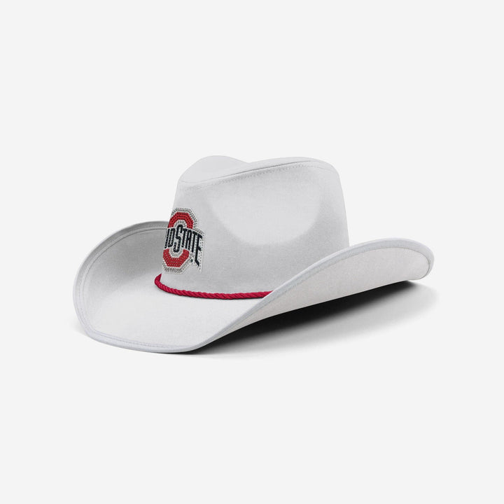 Ohio State Buckeyes White Rhinestone Logo Cowboy Hat