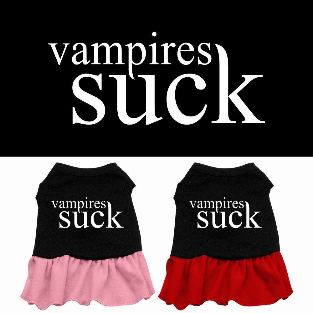 Halloween Pet Dress Screen Printed, "Vampires Suck"