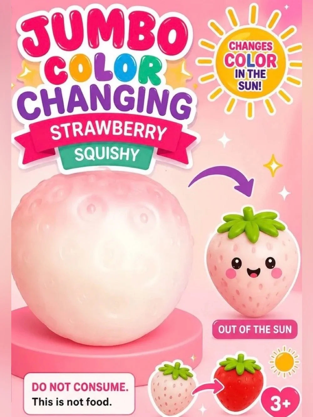 Jumbo Color Changing Strawberry Squishy
