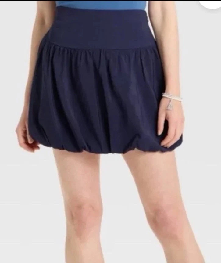 A New Day Womens Blue Bubble Hem Mini Skirt